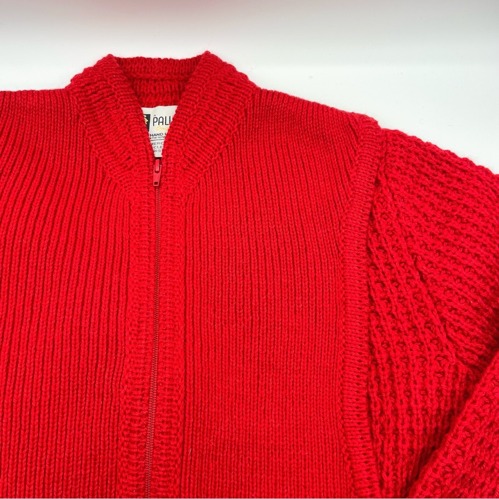 Vintage Pallas Irish Wool Cardigan Sweater Red Medium EUC - Picture 8 of 17
